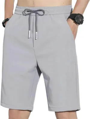 USTZFTBCL Summer Men's Thin Ice Silk Casual Shorts Beach Breeches Mid-Length Shorts
