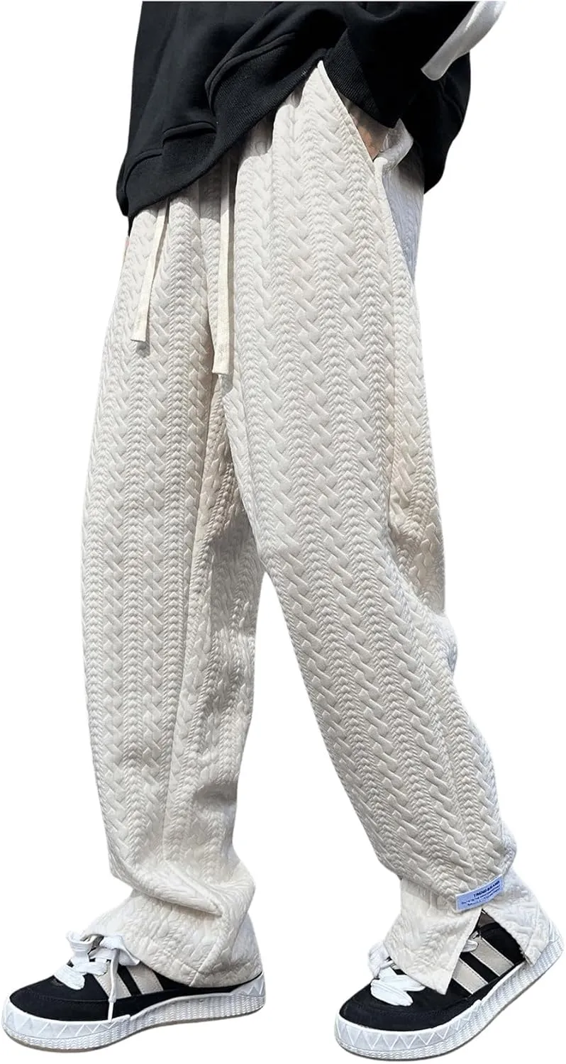 Verdusa Men's Drawstring Elastic Waist Split Side Loose Pants Joggers