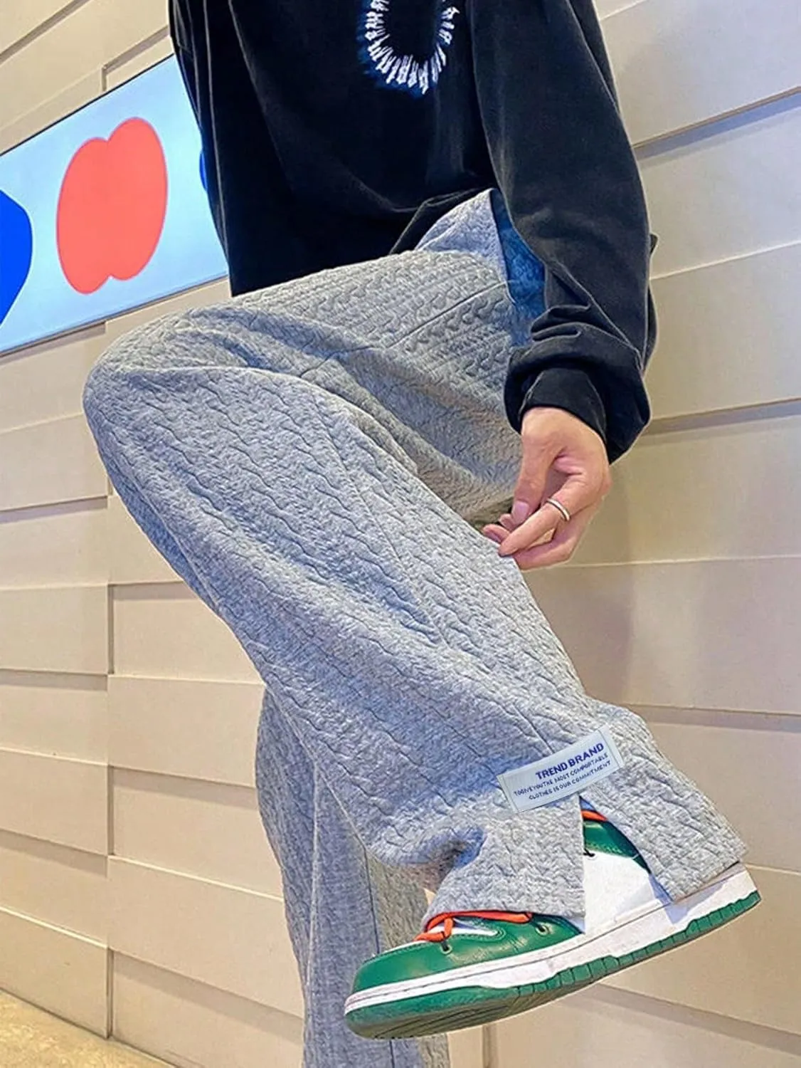 Verdusa Men's Drawstring Elastic Waist Split Side Loose Pants Joggers