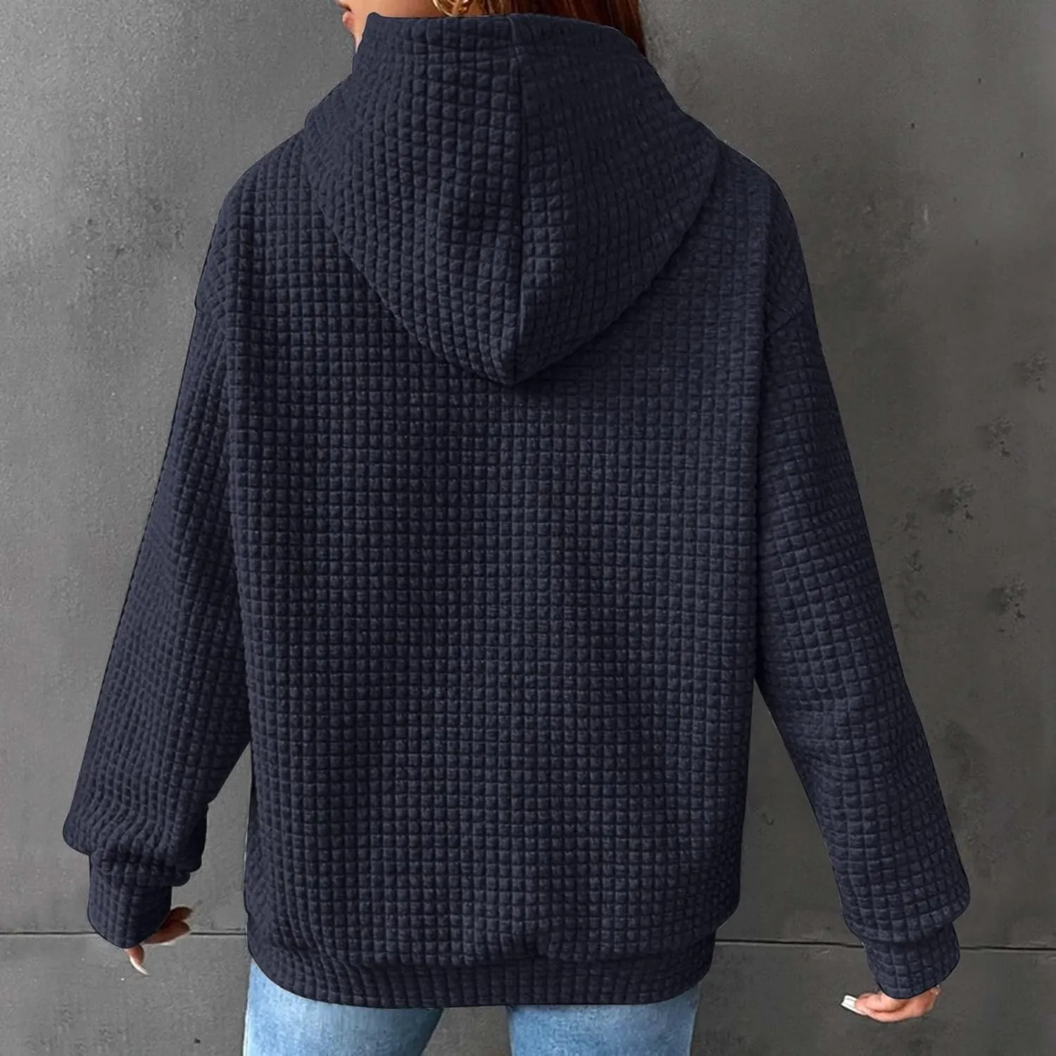Waffle Knit Oversized Hoodies for Women with Pocket - Fall Sweatshirt 2024