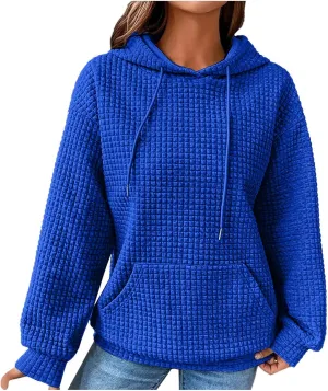 Waffle Knit Oversized Hoodies for Women with Pocket - Fall Sweatshirt 2024