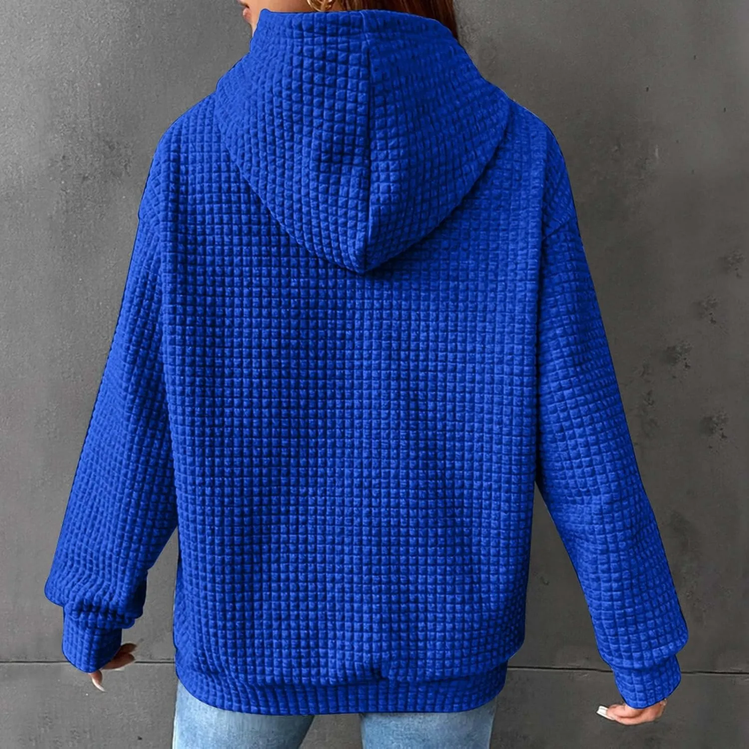 Waffle Knit Oversized Hoodies for Women with Pocket - Fall Sweatshirt 2024