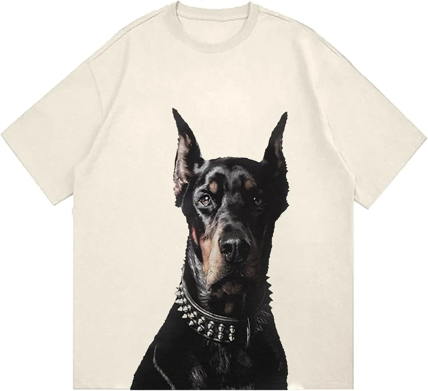 Weiyuqi Mens Oversized Doberman Shirt Graphic Tees Casual Streetwear Aesthetic Baggy Harajuku Vintage T-Shirt Unisex Tops
