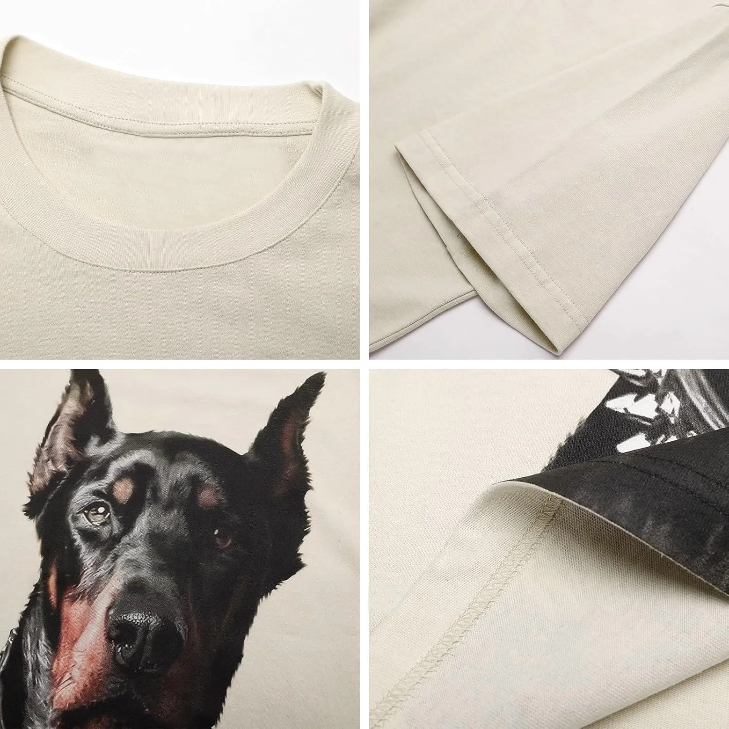 Weiyuqi Mens Oversized Doberman Shirt Graphic Tees Casual Streetwear Aesthetic Baggy Harajuku Vintage T-Shirt Unisex Tops