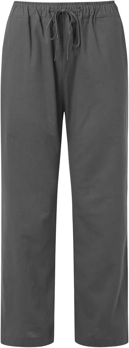 Wide Leg Pants for Women Plus Size Drawstring Elastic Waisted Lightweight Solid Color Pants Lounge Straight Leg Trousers Boho Pants,Dark Grey,XXXXL