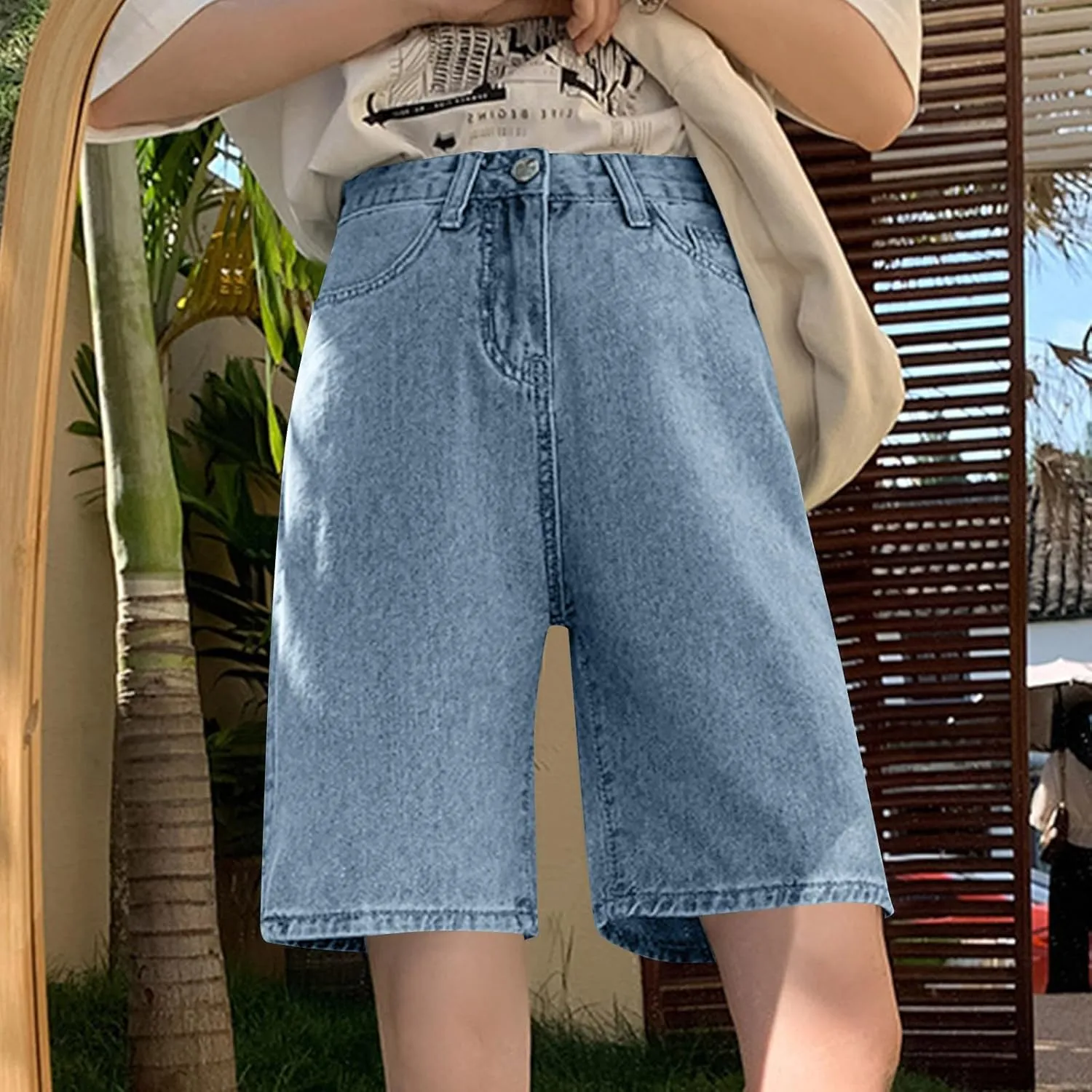 Women Baggy Denim Shorts High Waisted Denims Y2K Short Summer Lounge Wide Leg Short Jeans Fashion Streetwear with Pocket