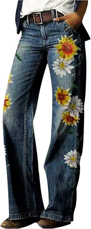 Women Fashion Retro Literature and Print Casual Loose Pants Plus Size Loose Pants Fall &Winter Outfits