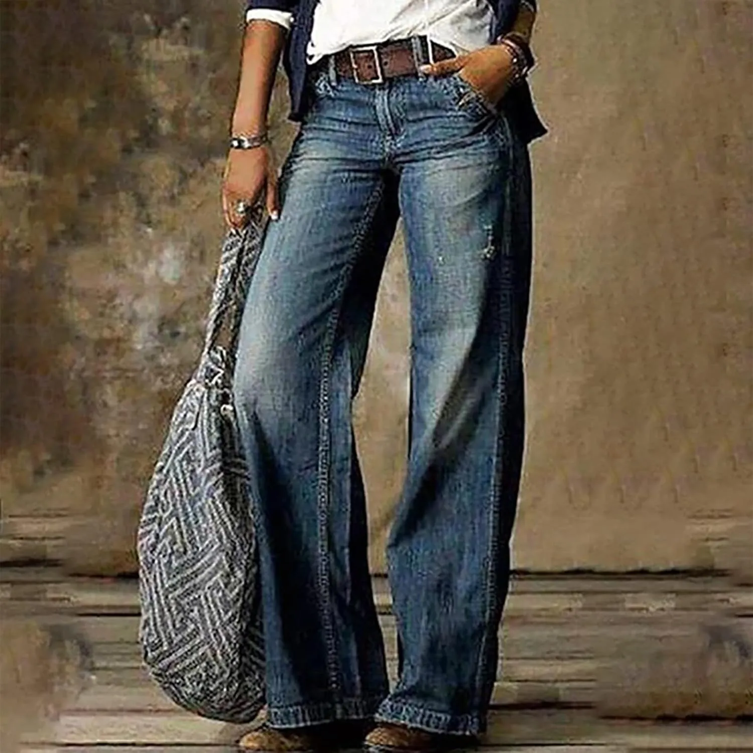Women Fashion Retro Literature and Print Casual Loose Pants Plus Size Loose Pants Fall &Winter Outfits