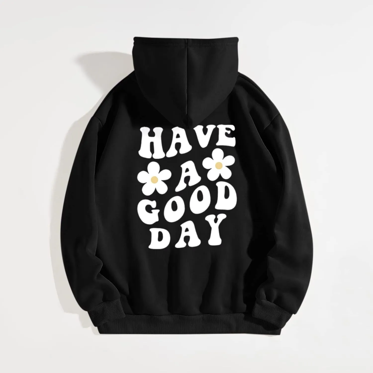 Women Oversized Fleece Hoodie Sweatshirt Floral Slogan Letter Graphic Outfits Drop Shoulder Drawstring tops