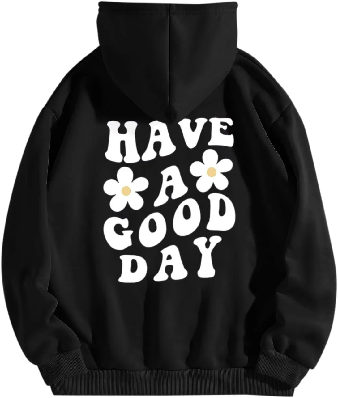 Women Oversized Fleece Hoodie Sweatshirt Floral Slogan Letter Graphic Outfits Drop Shoulder Drawstring tops