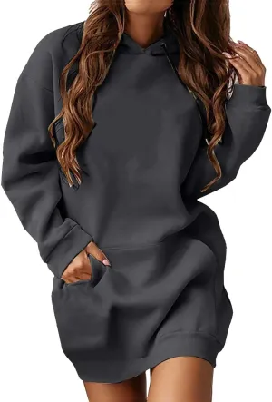 Women Oversized Tunic Hoodie Drawstring Winter Plus Size Sweatshirt Fall Casual Loungewear Pullover Tops with Pockets