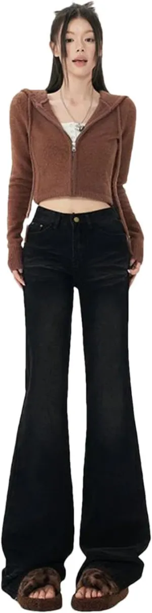 Women Retro Jeans Wide Leg Pants Loose Straight Jeans Versatile High Waist Trousers
