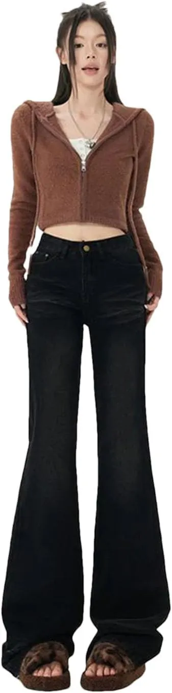 Women Retro Jeans Wide Leg Pants Loose Straight Jeans Versatile High Waist Trousers