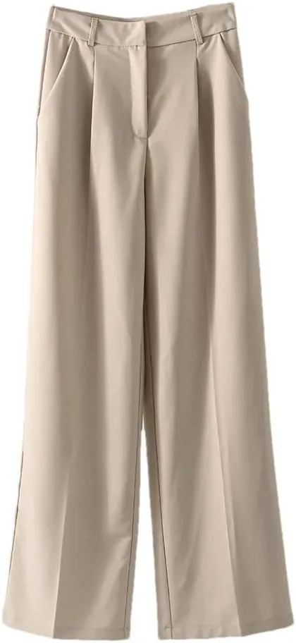 Women' S Loose Pants Straight Leg Long Trousers Autumn High Waist Suit Pants