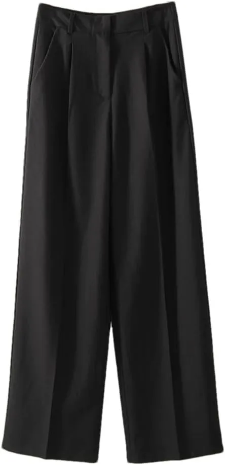 Women' S Loose Pants Straight Leg Long Trousers Autumn High Waist Suit Pants