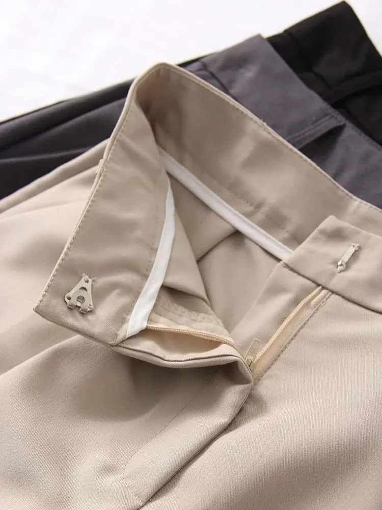 Women' S Loose Pants Straight Leg Long Trousers Autumn High Waist Suit Pants