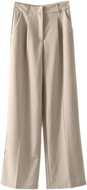 Women' S Loose Pants Straight Leg Long Trousers Autumn High Waist Suit Pants