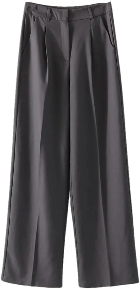Women' S Loose Pants Straight Leg Long Trousers Autumn High Waist Suit Pants