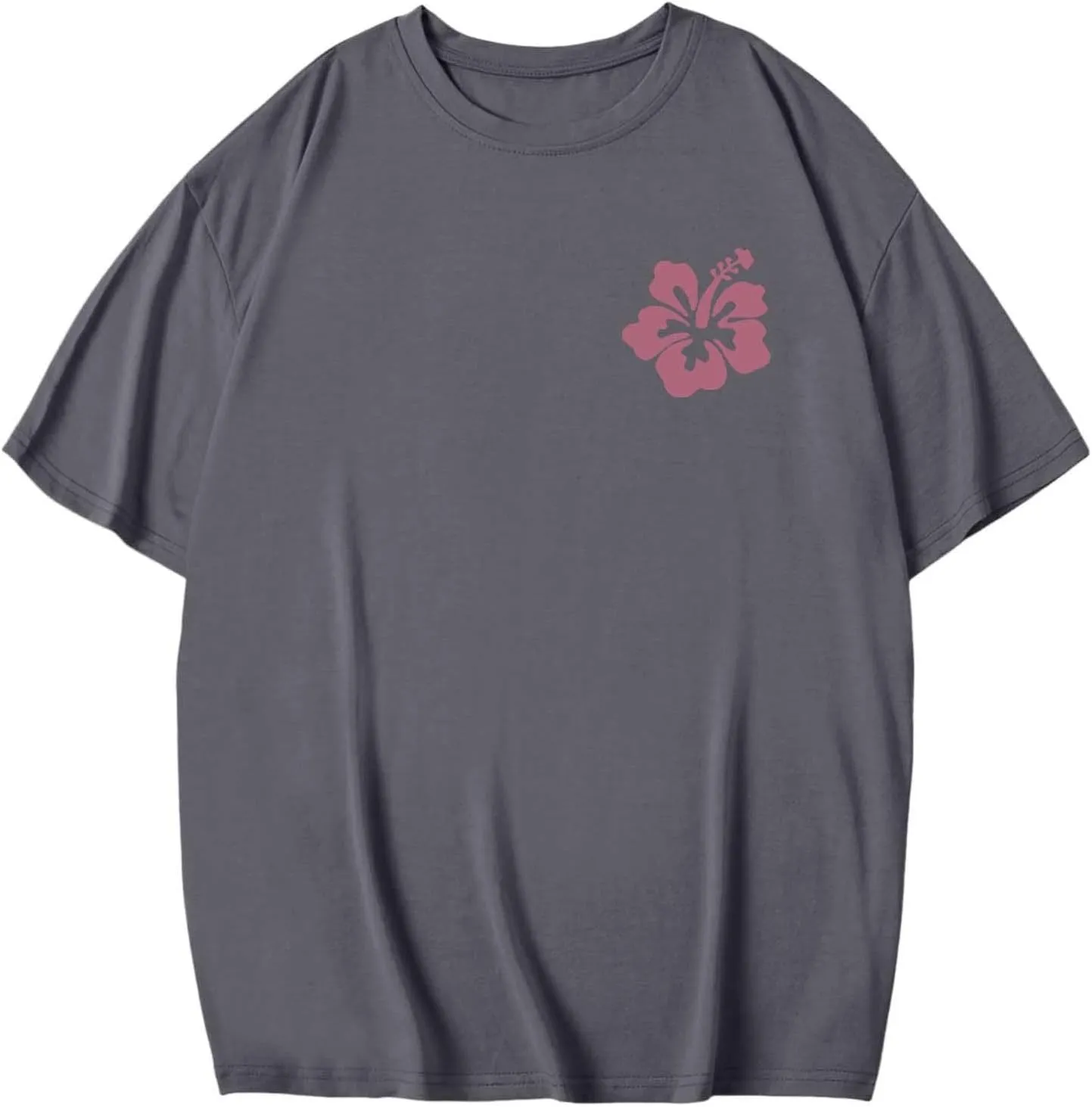 Women Summer Beach Oversized Tops Flowers Print Crew Neck Short Sleeve Coconut Tree T Shirt Funny Graphic Tees