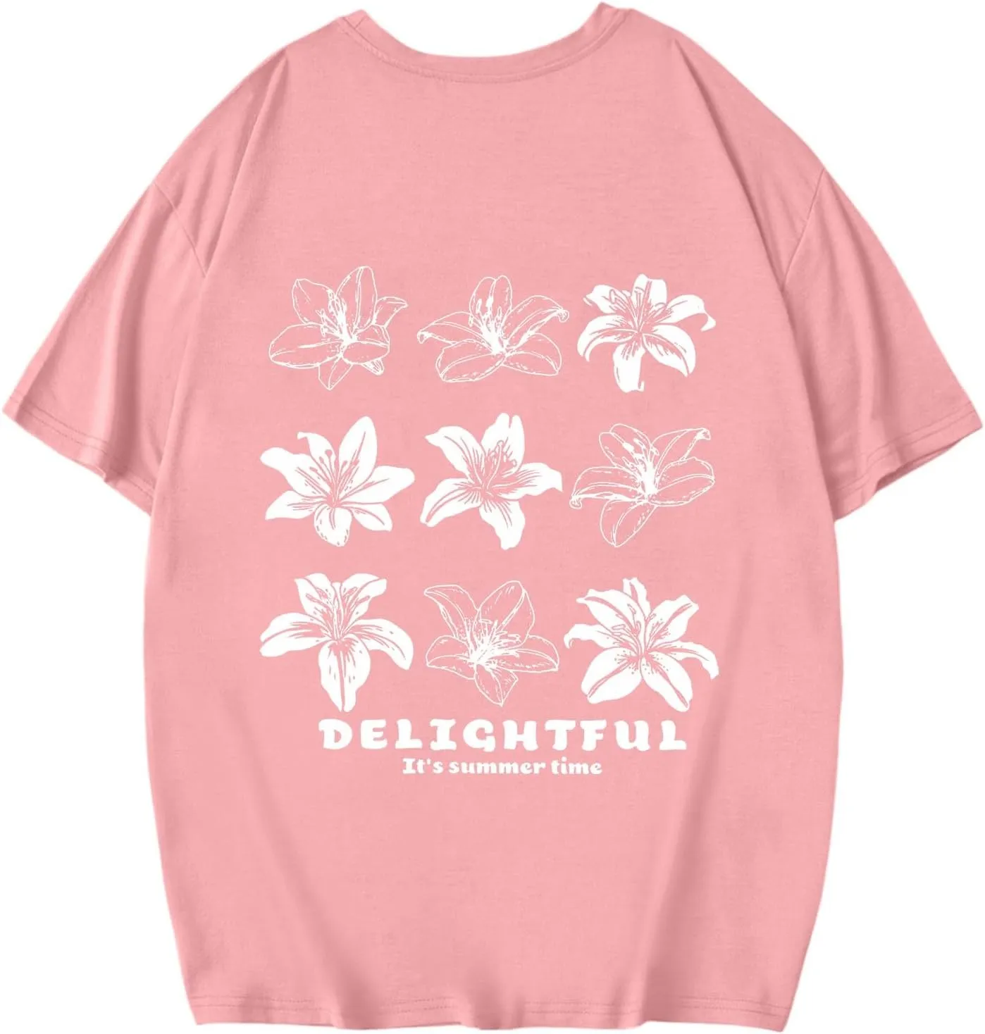 Women Summer Beach Oversized Tops Flowers Print Crew Neck Short Sleeve Coconut Tree T Shirt Funny Graphic Tees