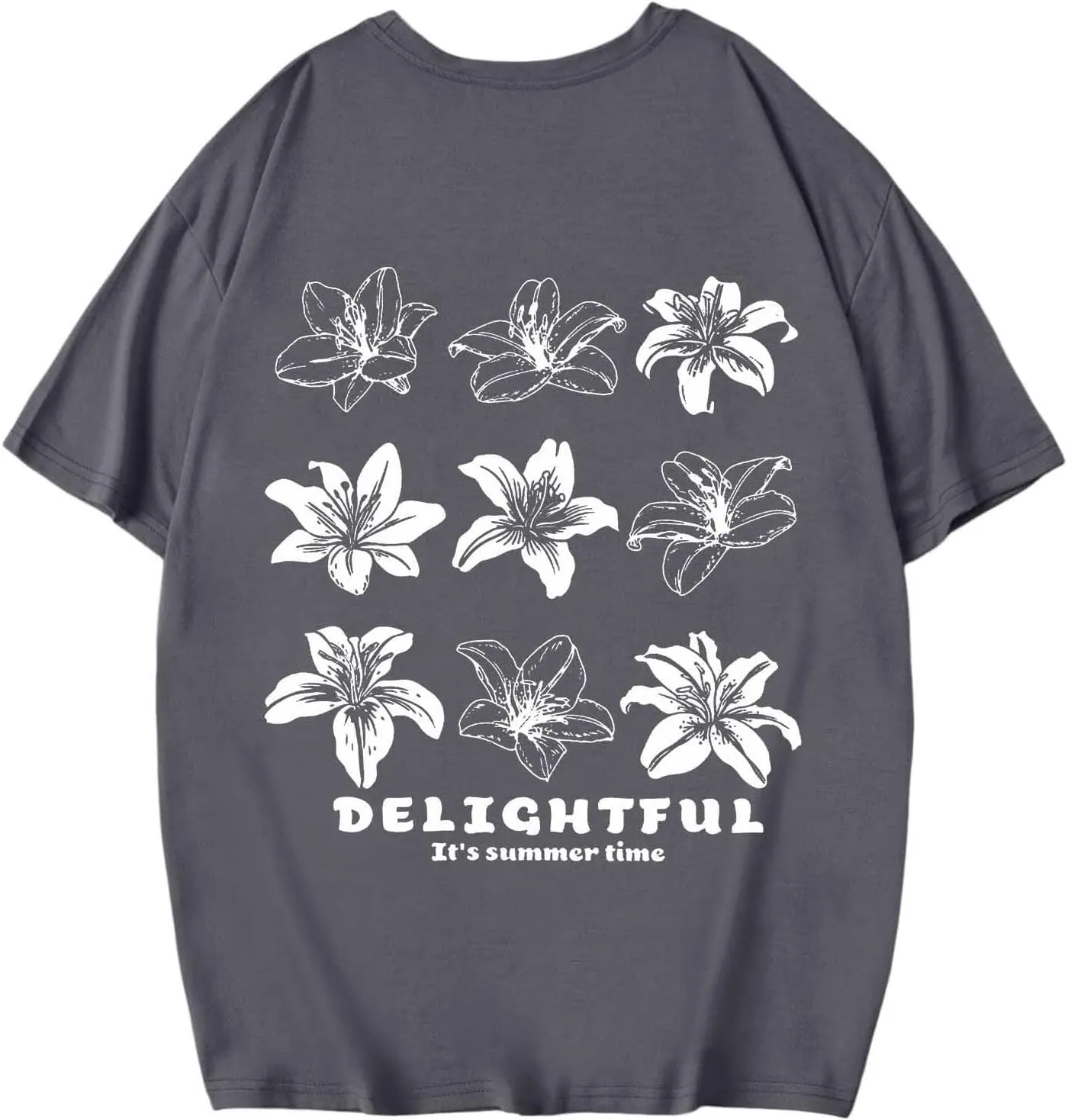 Women Summer Beach Oversized Tops Flowers Print Crew Neck Short Sleeve Coconut Tree T Shirt Funny Graphic Tees