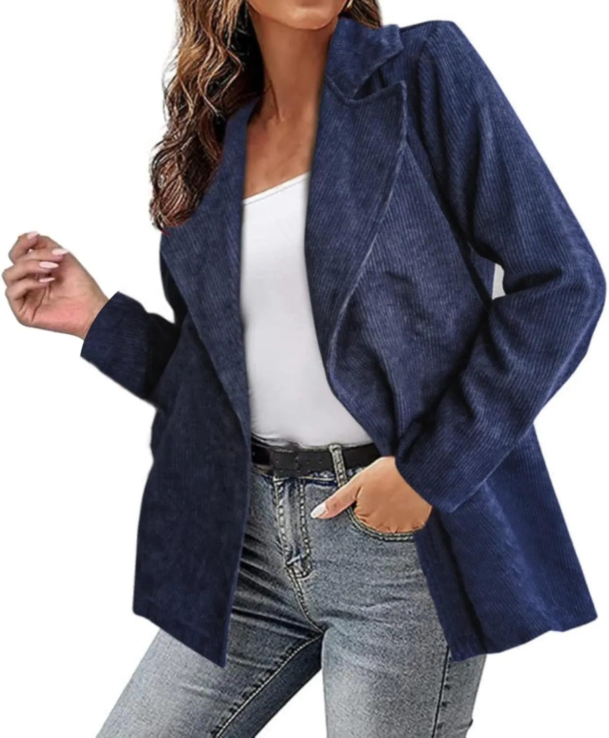 Women's Blazer 2024 Fall Casual Slim Fit Notch Lapel Open Front Business Work Office Dressy Suit Jackets with Pockets