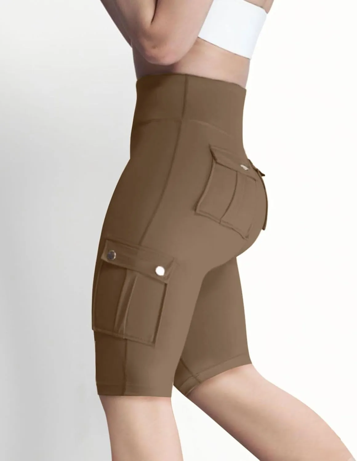 Women's Butt Lifting Biker Shorts High Waist Cargo Yoga Pants Stretch Joggers Leggings Sweatpants with Flap Pocket