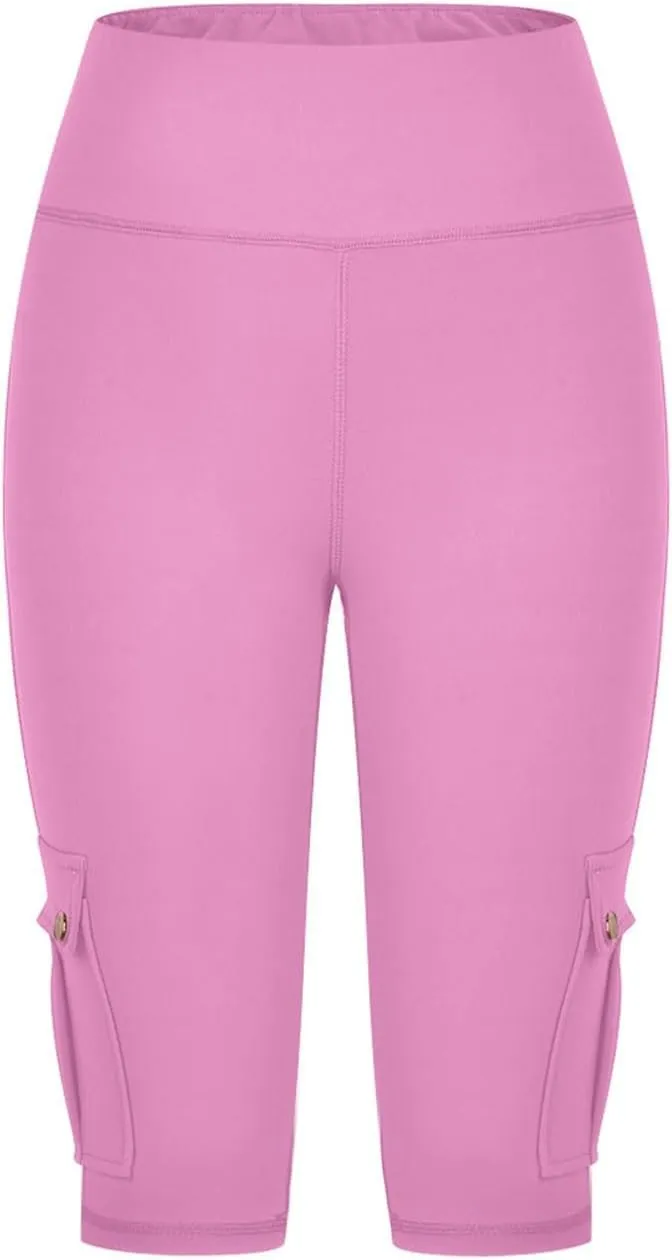 Women's Butt Lifting Biker Shorts High Waist Cargo Yoga Pants Stretch Joggers Leggings Sweatpants with Flap Pocket