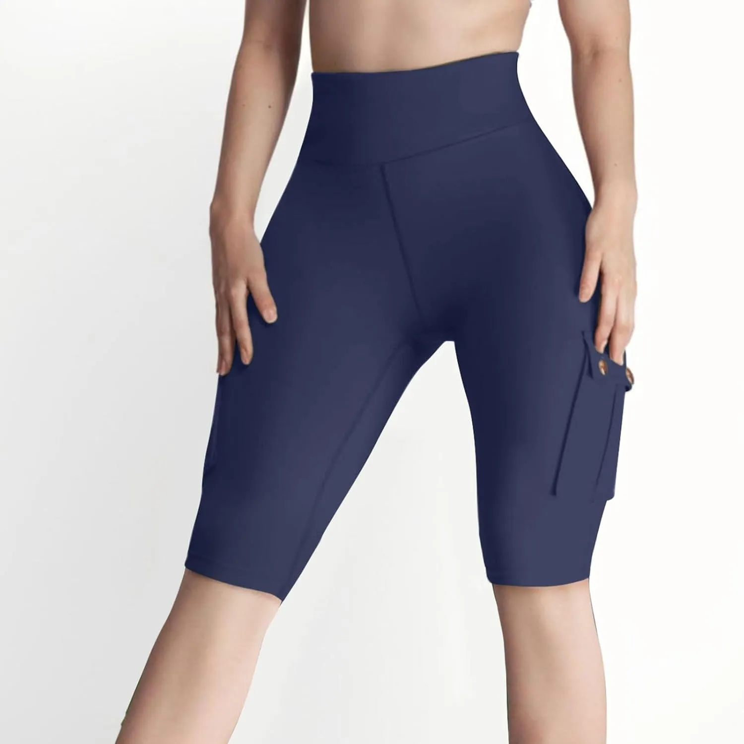 Women's Butt Lifting Biker Shorts High Waist Cargo Yoga Pants Stretch Joggers Leggings Sweatpants with Flap Pocket