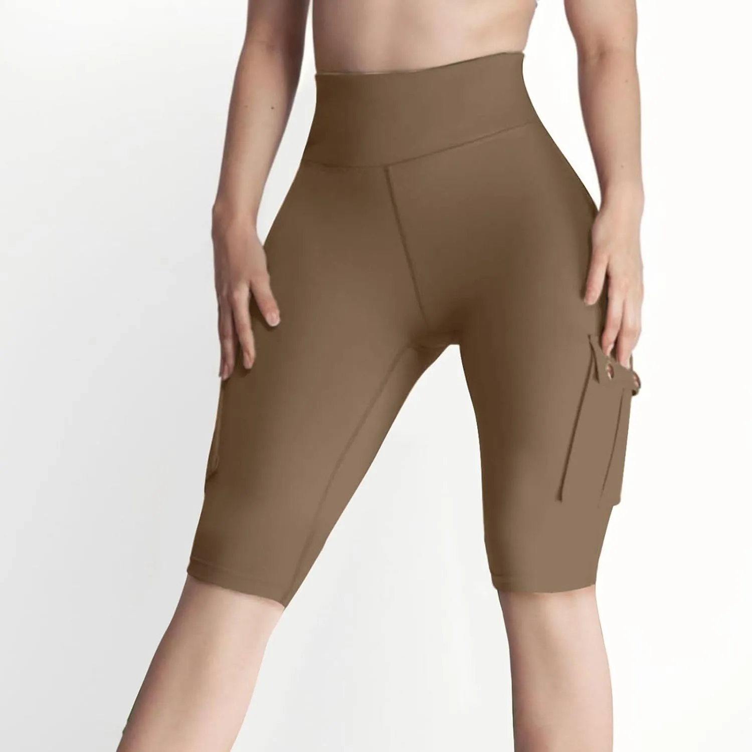 Women's Butt Lifting Biker Shorts High Waist Cargo Yoga Pants Stretch Joggers Leggings Sweatpants with Flap Pocket