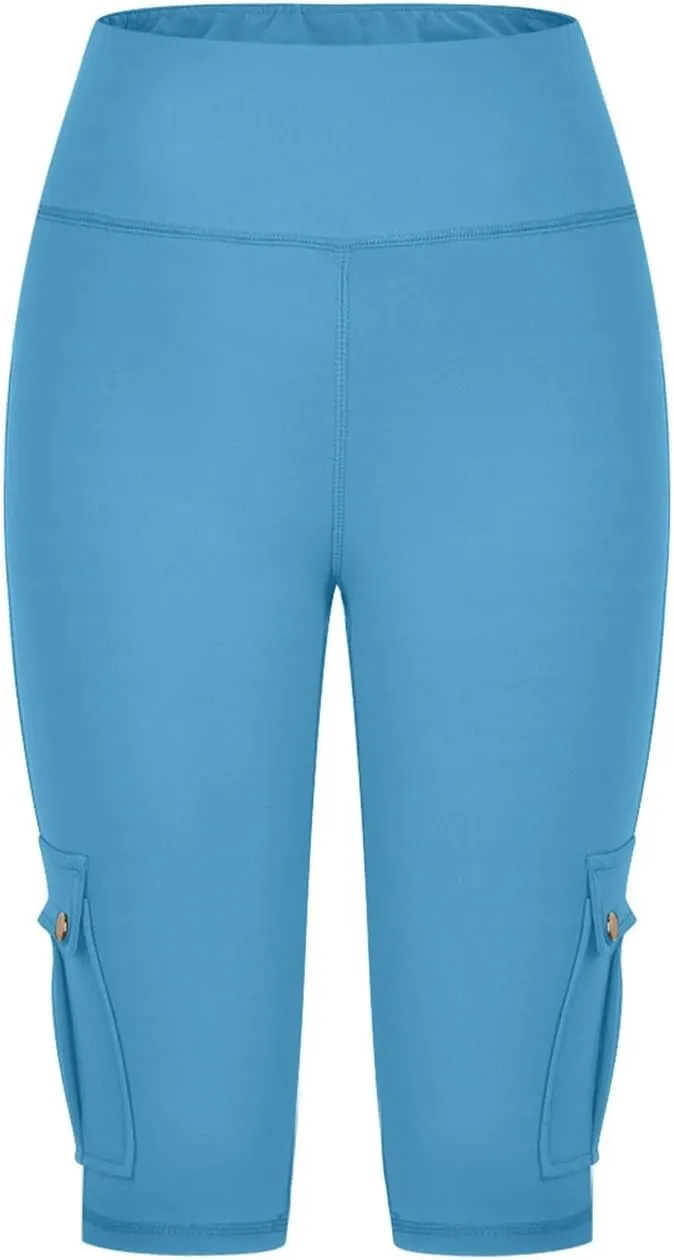 Women's Butt Lifting Biker Shorts High Waist Cargo Yoga Pants Stretch Joggers Leggings Sweatpants with Flap Pocket