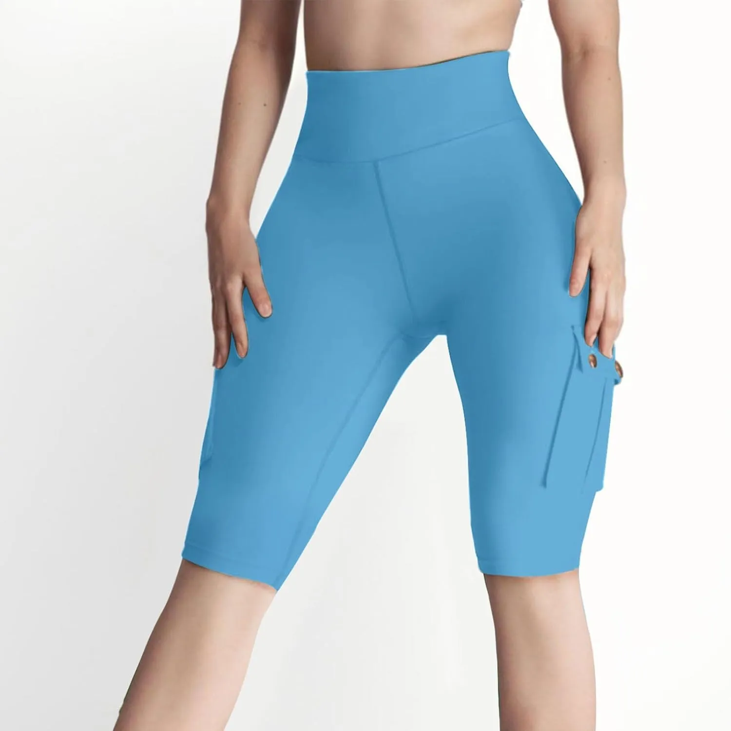 Women's Butt Lifting Biker Shorts High Waist Cargo Yoga Pants Stretch Joggers Leggings Sweatpants with Flap Pocket