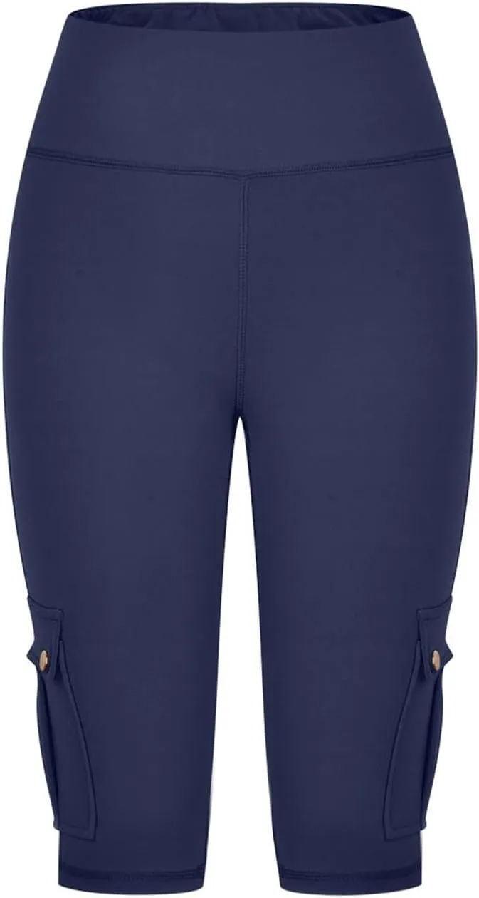 Women's Butt Lifting Biker Shorts High Waist Cargo Yoga Pants Stretch Joggers Leggings Sweatpants with Flap Pocket