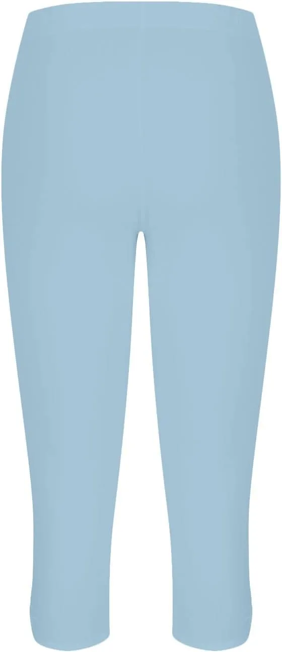 Women's Capri Trouser Ladies Three Quarter Half Pants Slim Fitting Yoga Gym Shorts High Waisted 3/4 Elasticated Trouser