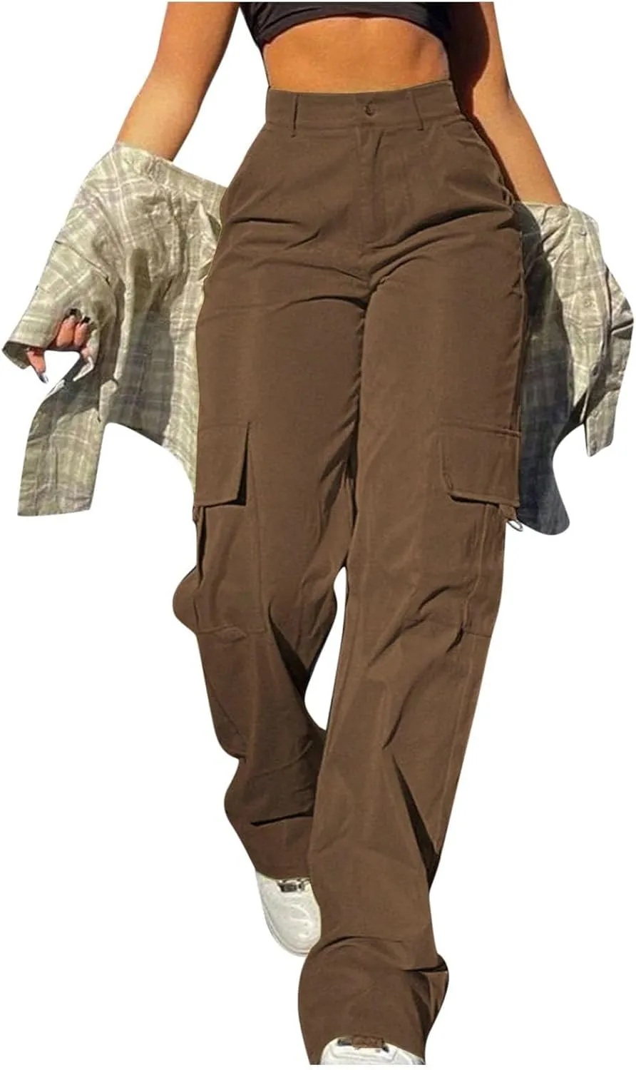 Womens Cargo Pants with Pockets Casual Fleece Baggy Sweatpants High Waisted Joggers Leggings for Women