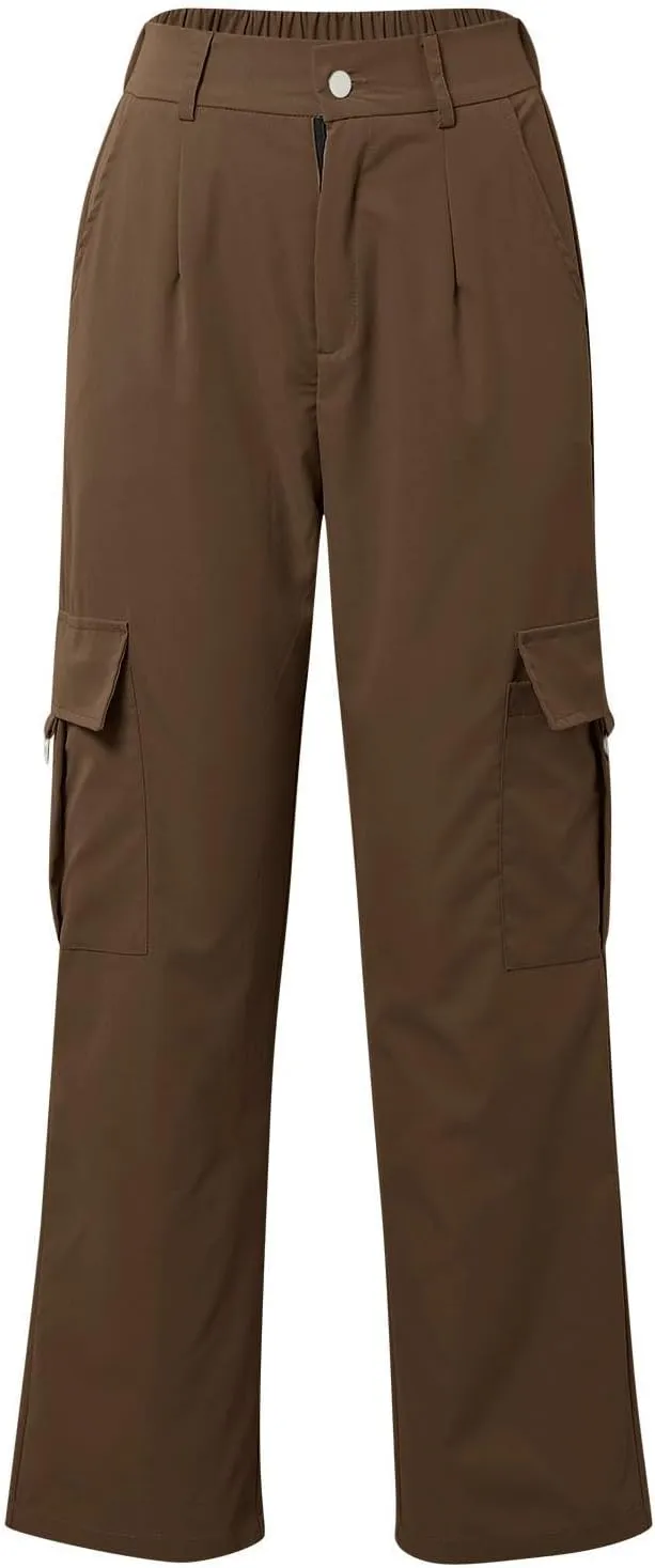Womens Cargo Pants with Pockets Casual Fleece Baggy Sweatpants High Waisted Joggers Leggings for Women