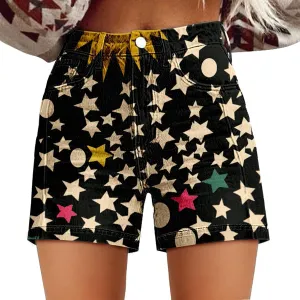 Women's Casual Denim Shorts Summer Jeans Stretchy Hot Short Pants Wide Leg High Waisted Frayed Hem Long Jean Shorts
