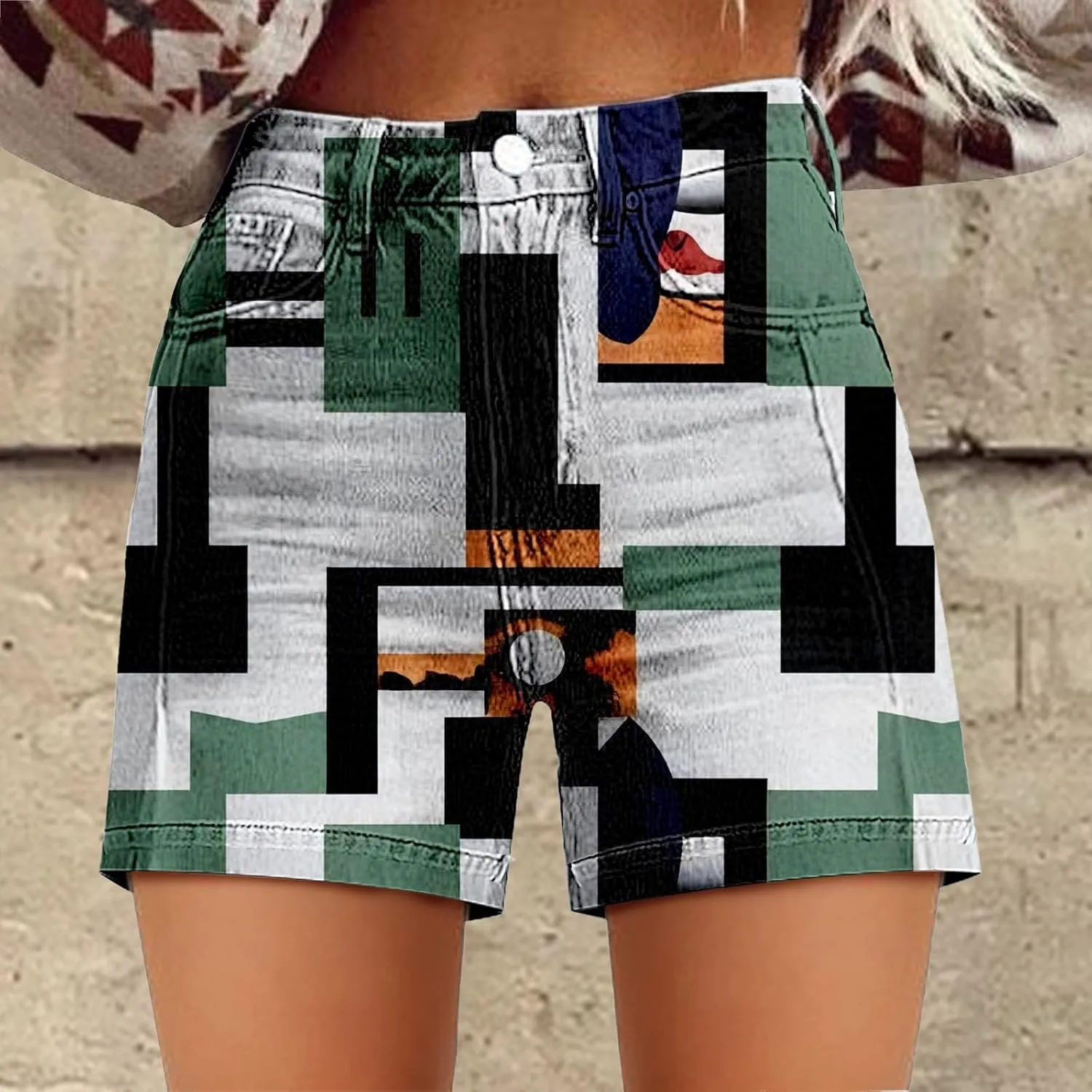 Women's Casual Denim Shorts Summer Jeans Stretchy Hot Short Pants Wide Leg High Waisted Frayed Hem Long Jean Shorts