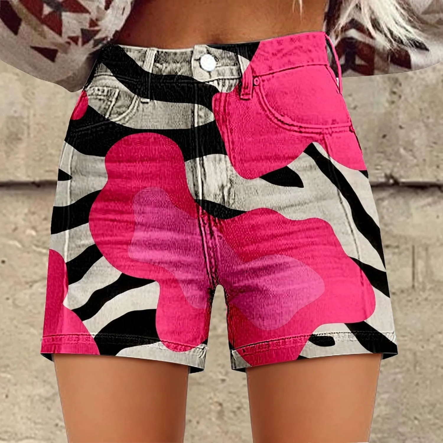 Women's Casual Denim Shorts Summer Jeans Stretchy Hot Short Pants Wide Leg High Waisted Frayed Hem Long Jean Shorts