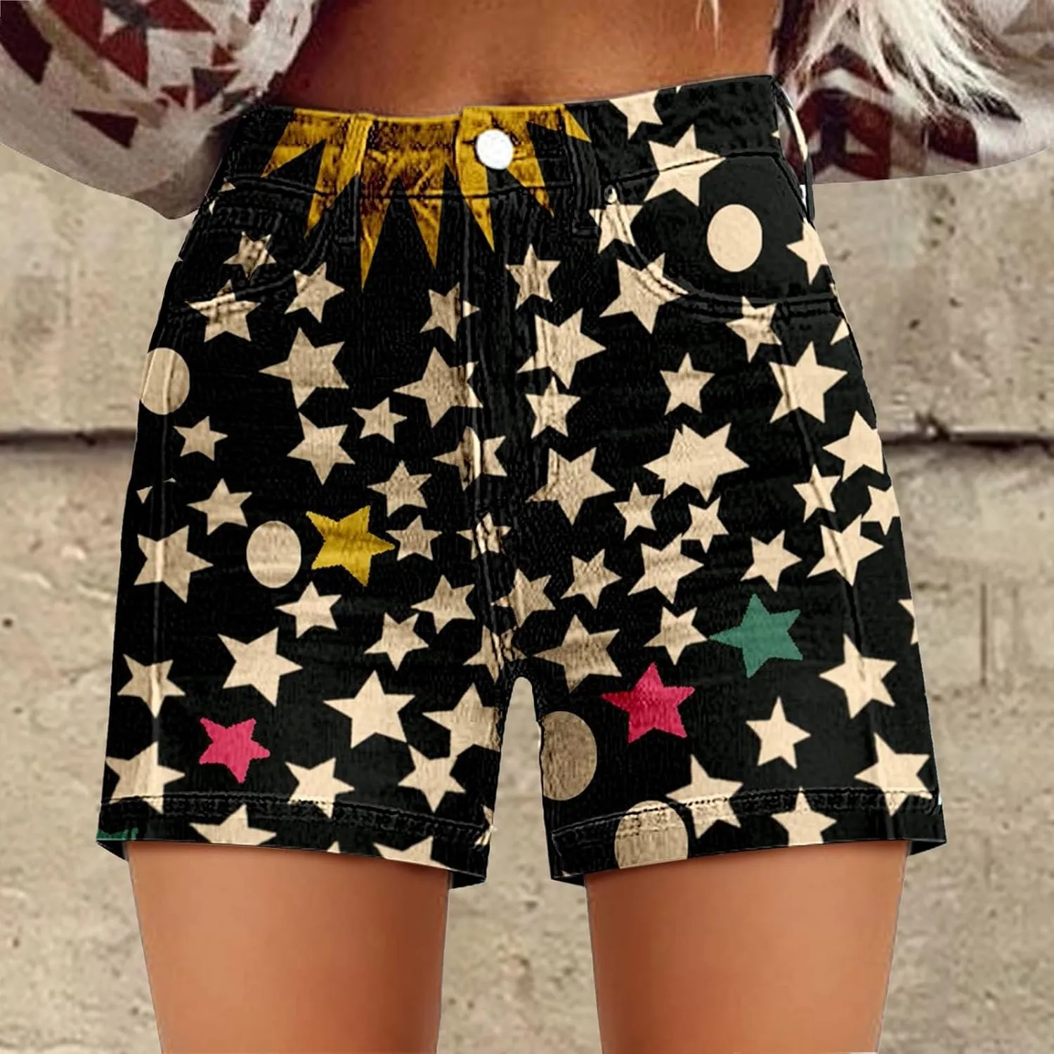 Women's Casual Denim Shorts Summer Jeans Stretchy Hot Short Pants Wide Leg High Waisted Frayed Hem Long Jean Shorts