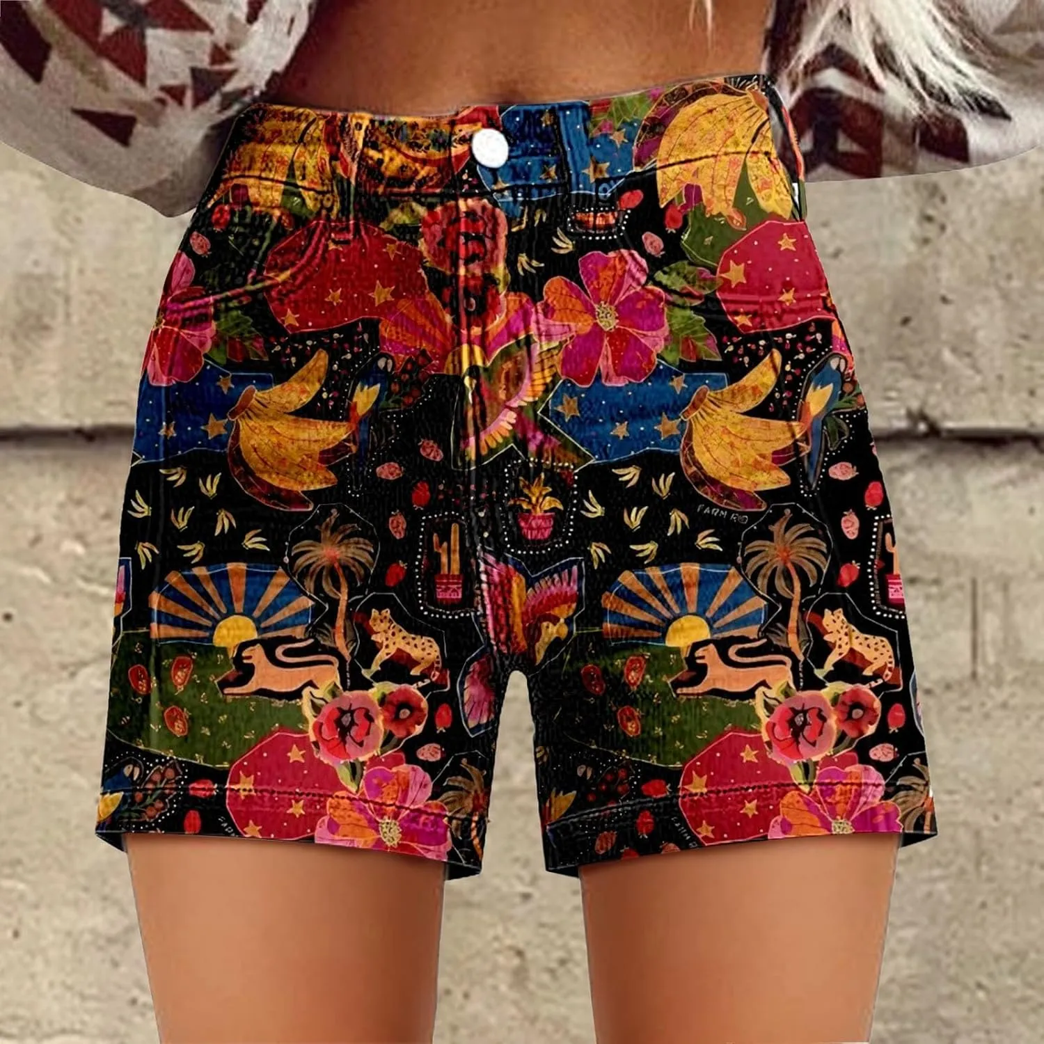 Women's Casual Denim Shorts Summer Jeans Stretchy Hot Short Pants Wide Leg High Waisted Frayed Hem Long Jean Shorts