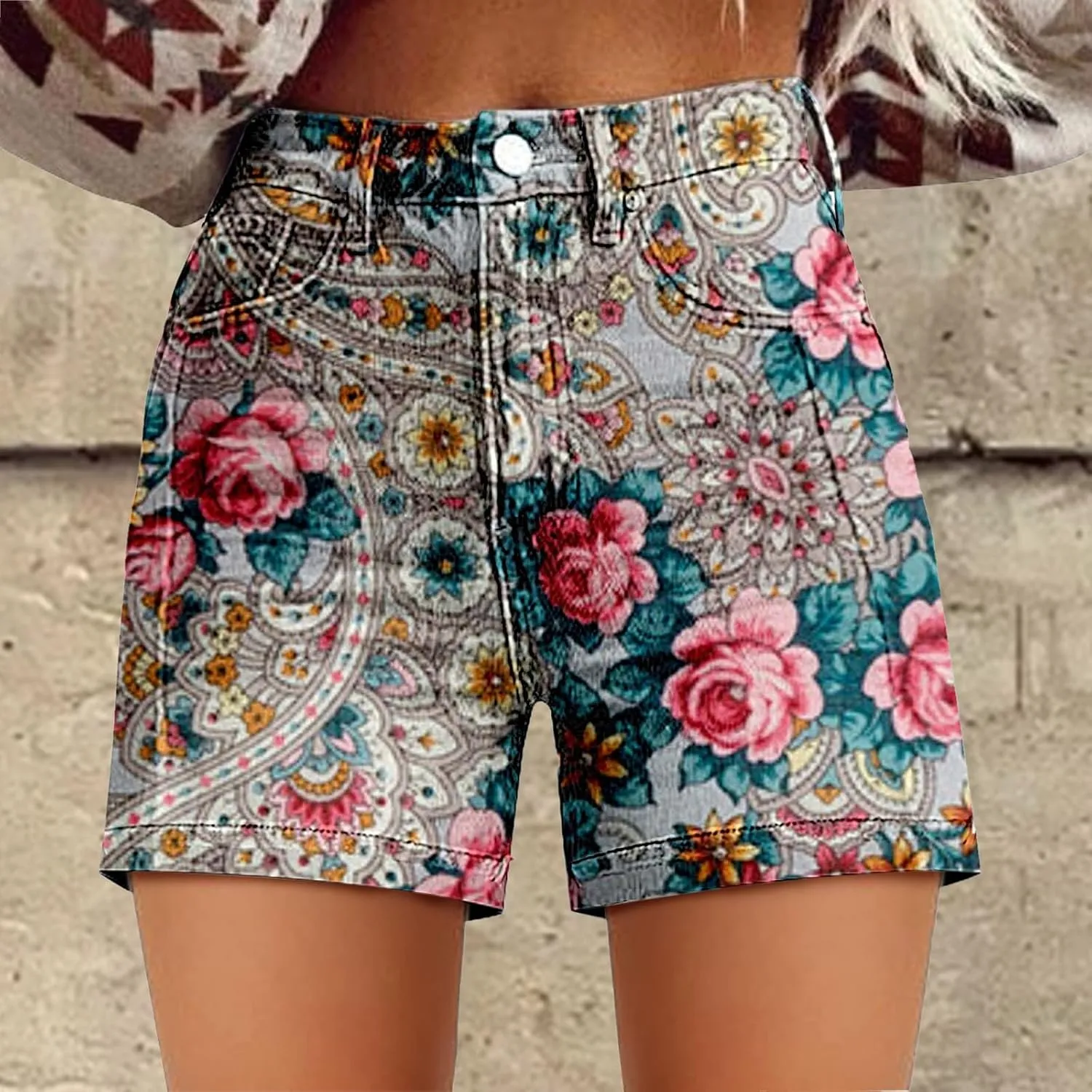 Women's Casual Denim Shorts Summer Jeans Stretchy Hot Short Pants Wide Leg High Waisted Frayed Hem Long Jean Shorts