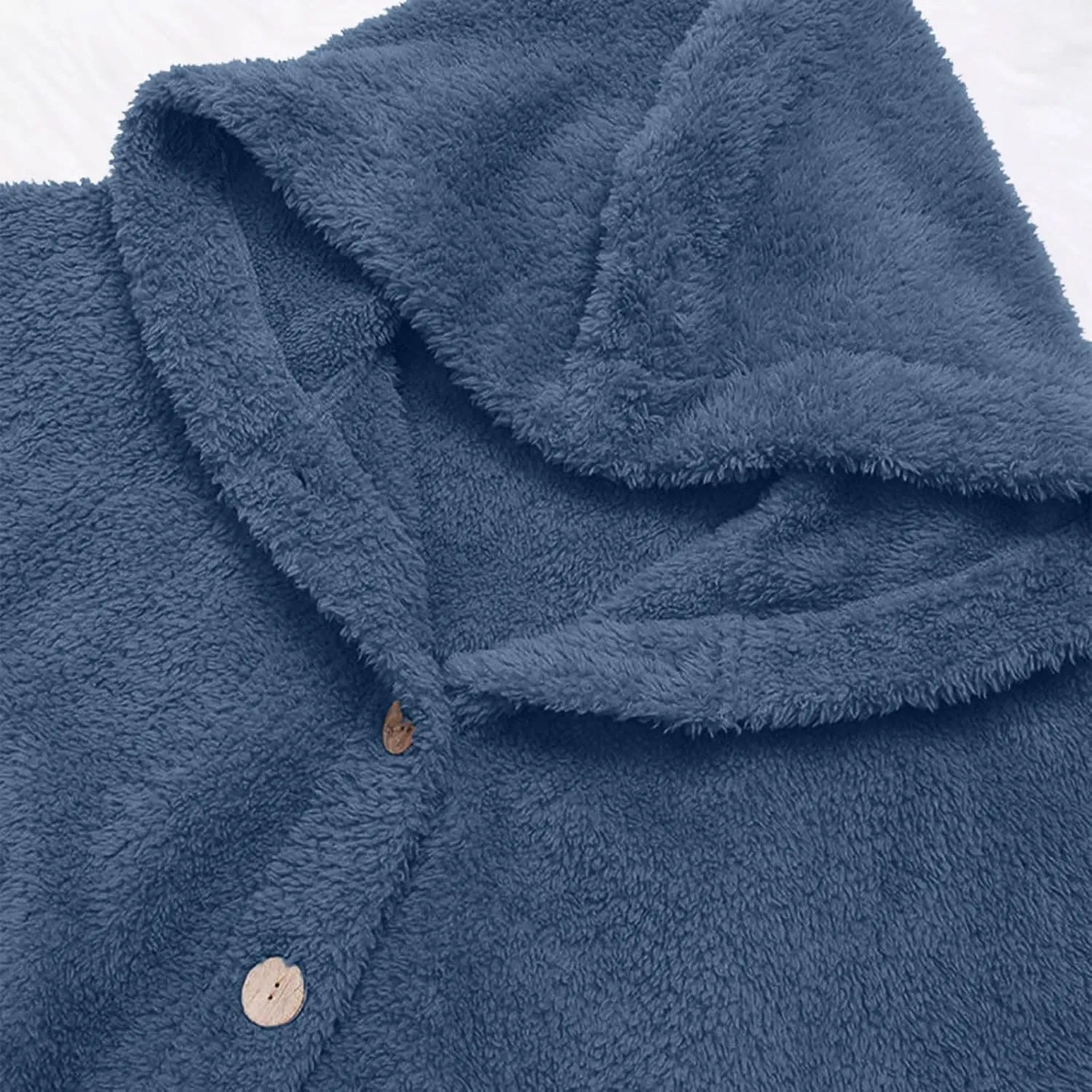 Womens Casual Fleece Jackets Oversized Button Down Winter Hooded Coats Long Sleeve Cardigan Sweater With Pockets