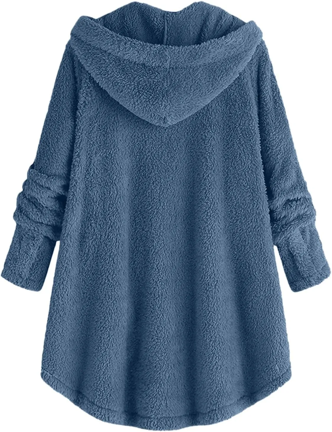 Womens Casual Fleece Jackets Oversized Button Down Winter Hooded Coats Long Sleeve Cardigan Sweater With Pockets