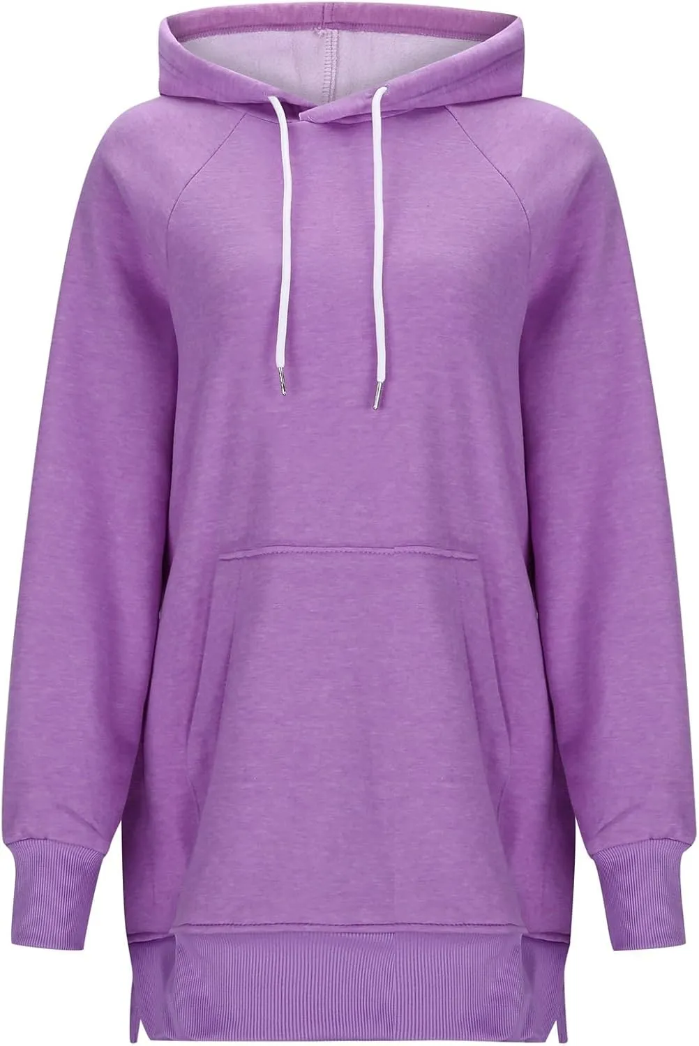 Women's Casual Long Hoodies Oversized Thick Fleece Hooded Sweatshirt Pullover Side Split High Low Hem Tops
