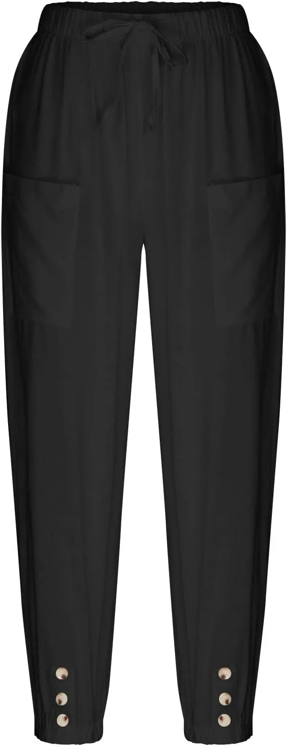 Women's Casual Pants & Capris Linen Pants Women Lounge Elastic Waist Pants Cute Wide Leg Trousers Summer Pants