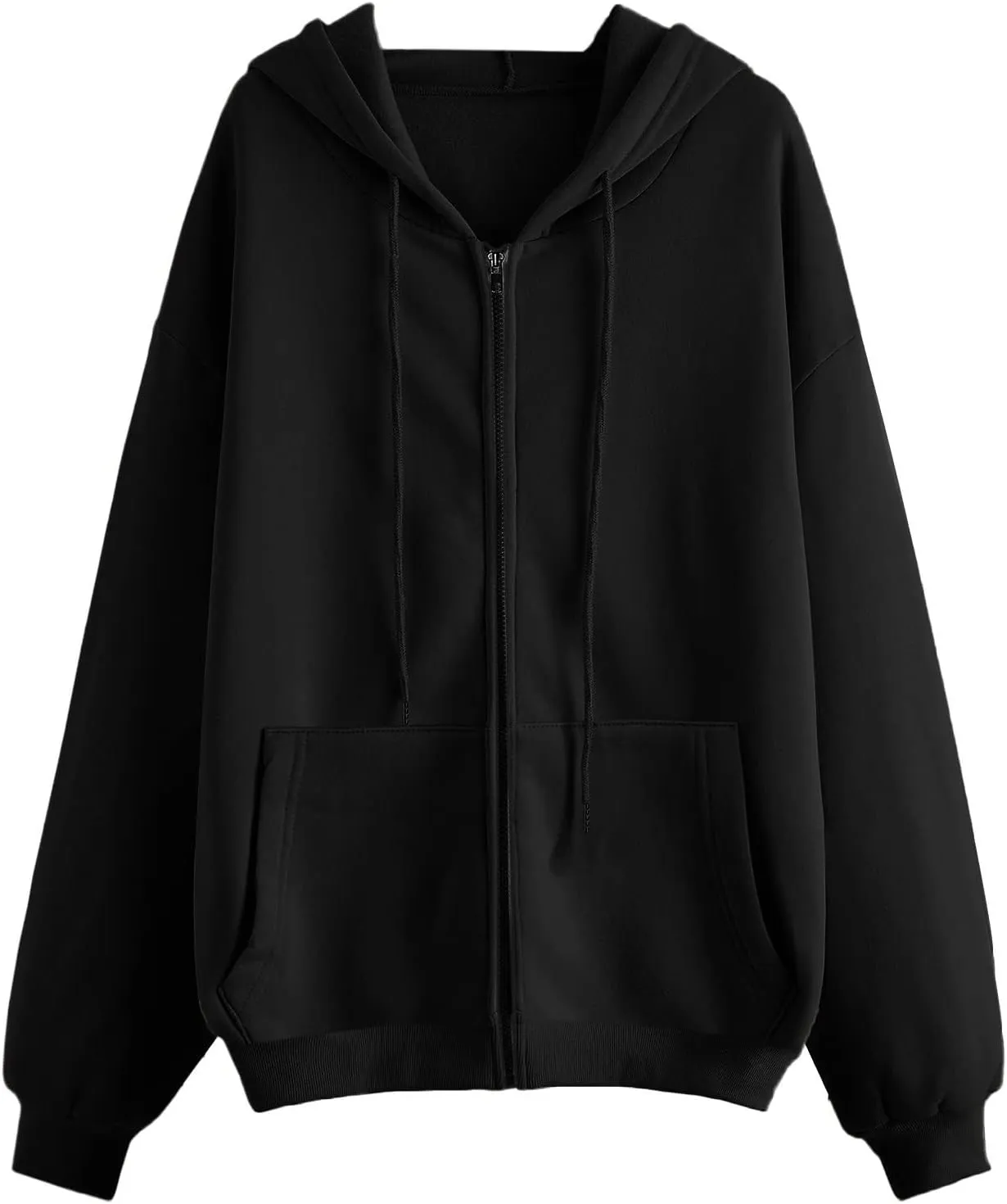 Womens Casual Sweatshirts Full Zipper Hoodies Loose Long Sleeve Drawsting Pullover with Pockets 2024 Fall Workout Tops