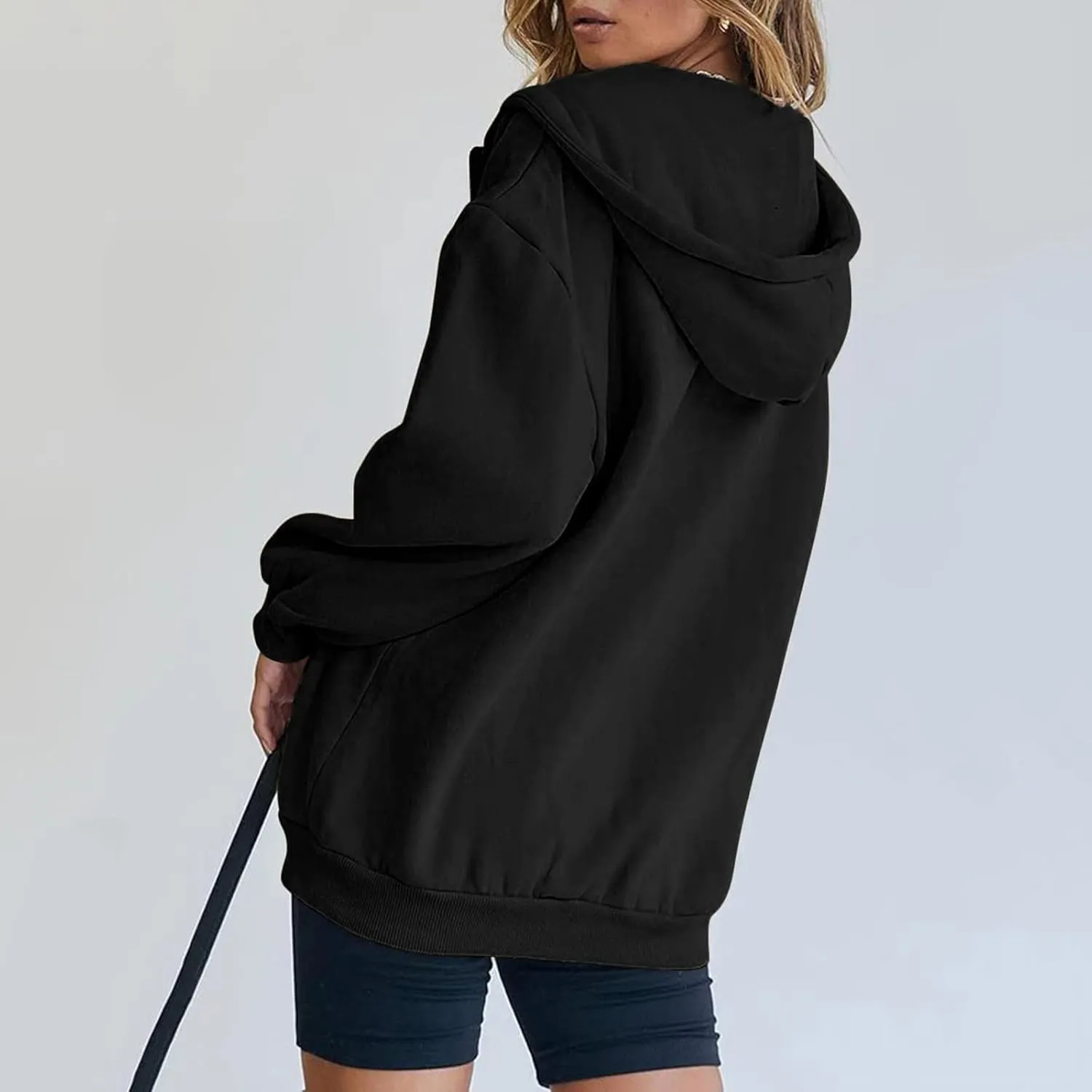 Womens Casual Sweatshirts Full Zipper Hoodies Loose Long Sleeve Drawsting Pullover with Pockets 2024 Fall Workout Tops