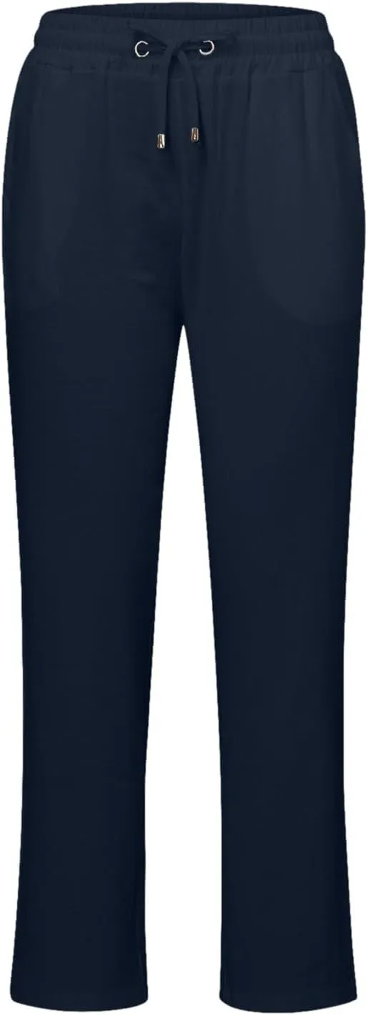 Womens Cotton Pants Summer Long Straight Leg Pants for Women Stretchy Plain Trousers Workout Jogger Pants