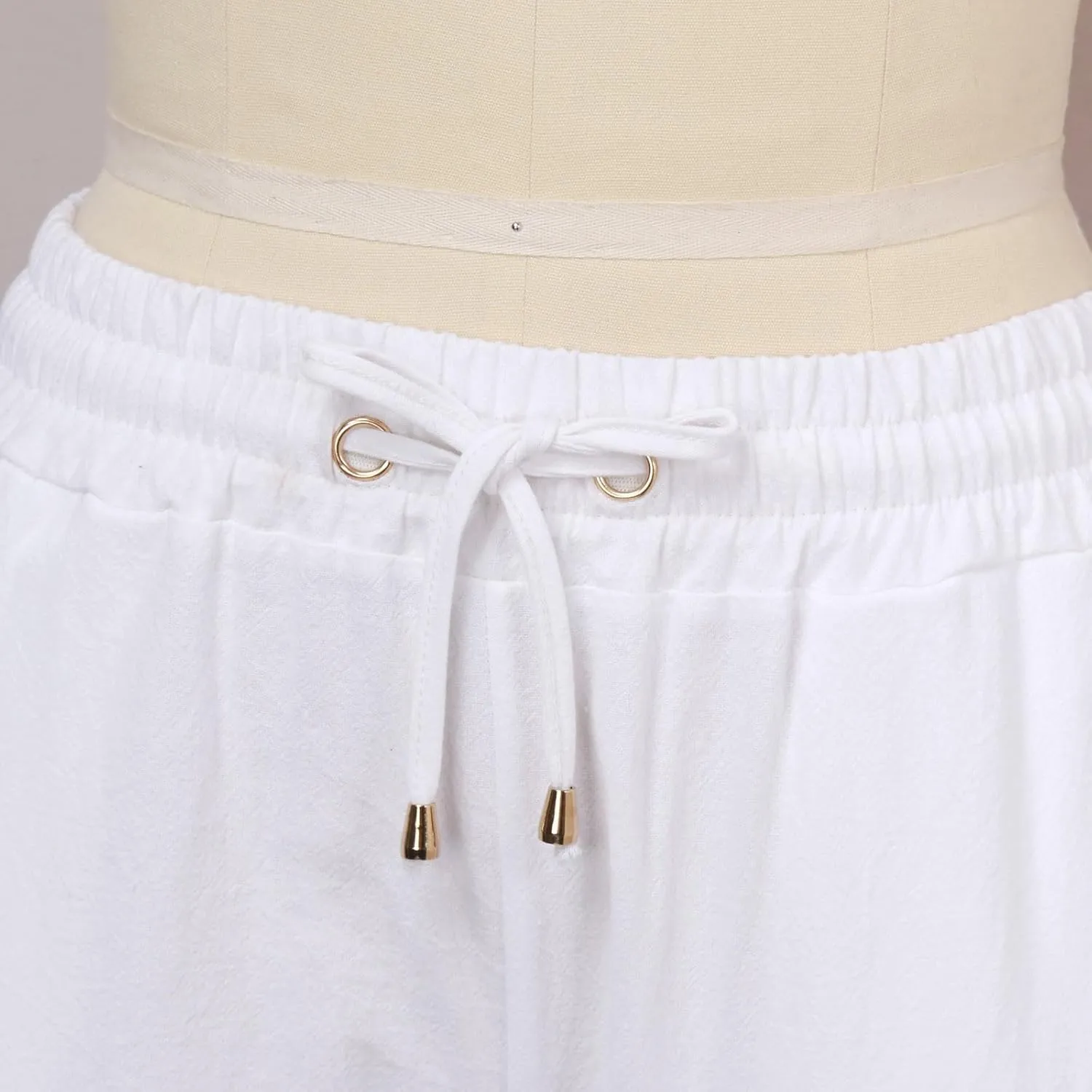 Womens Cotton Pants Summer Long Straight Leg Pants for Women Stretchy Plain Trousers Workout Jogger Pants